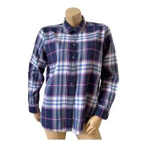 ANN TAYLOR LOFT Womens Size Medium Plaid Long Sleeve Button Up Collared Shirt